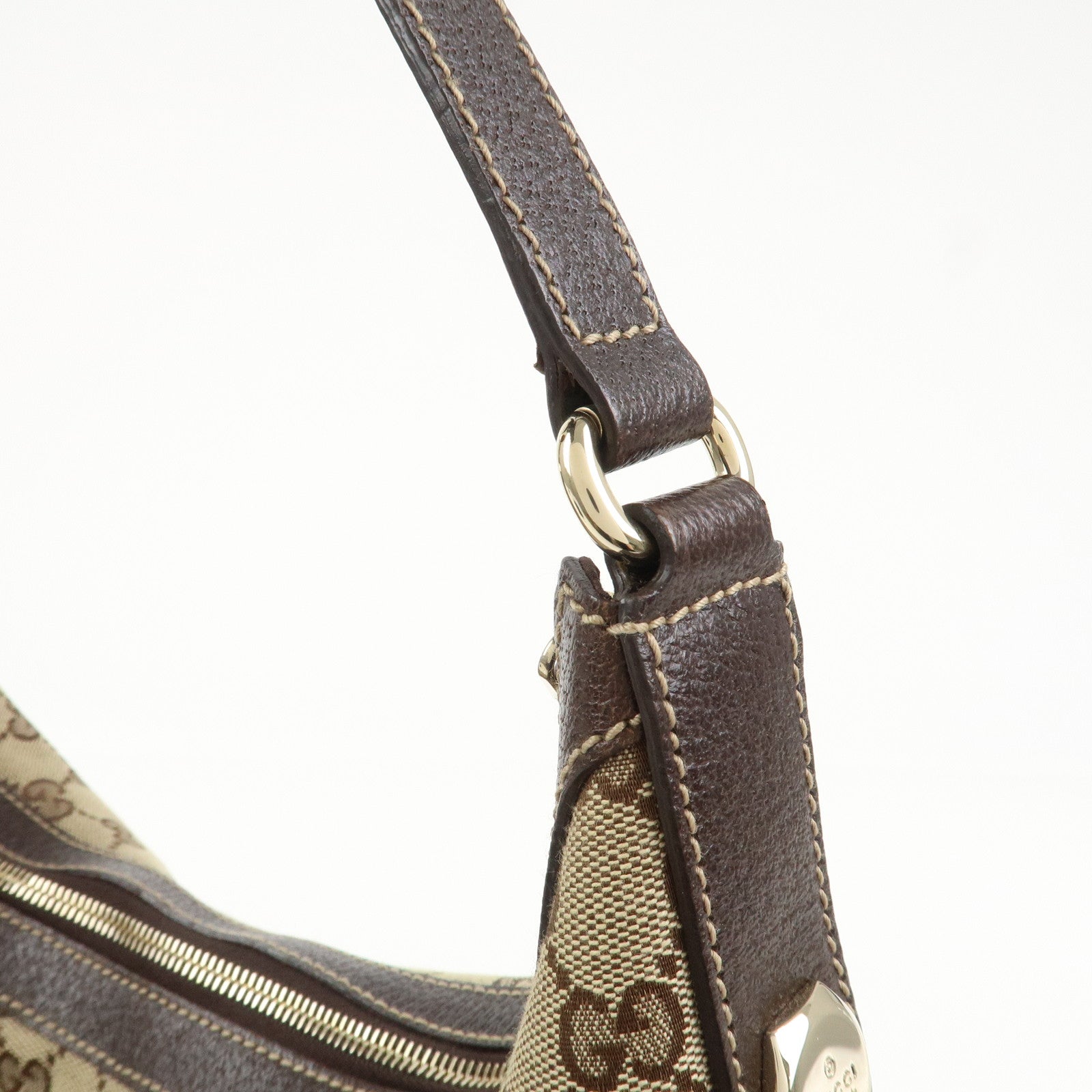 GUCCI GG Canvas Leather Shoulder Bag Hand Bag Beige Brown 153010