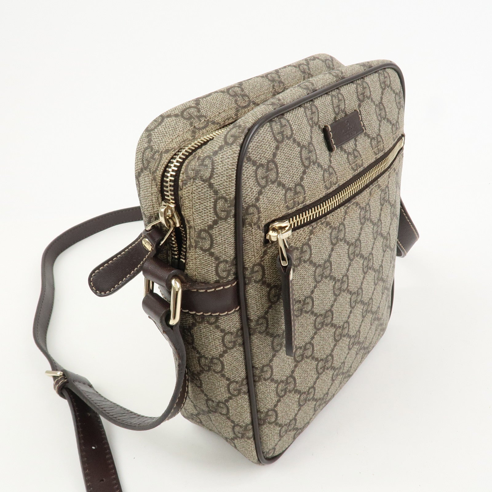 GUCCI GG Supreme Leather Shoulder Bag Crossbody Bag Beige 233268