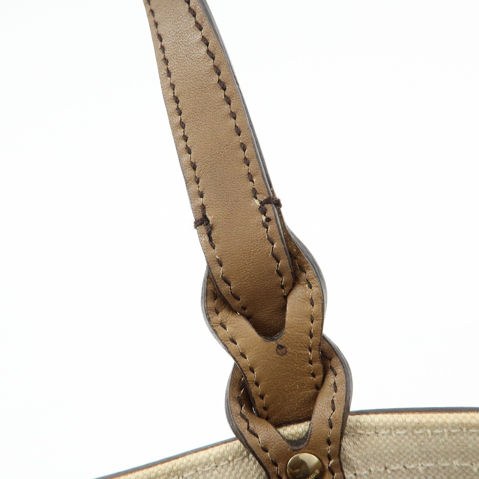 GUCCI GG Canvas Leather Tote Bag Hand Bag Beige 269878