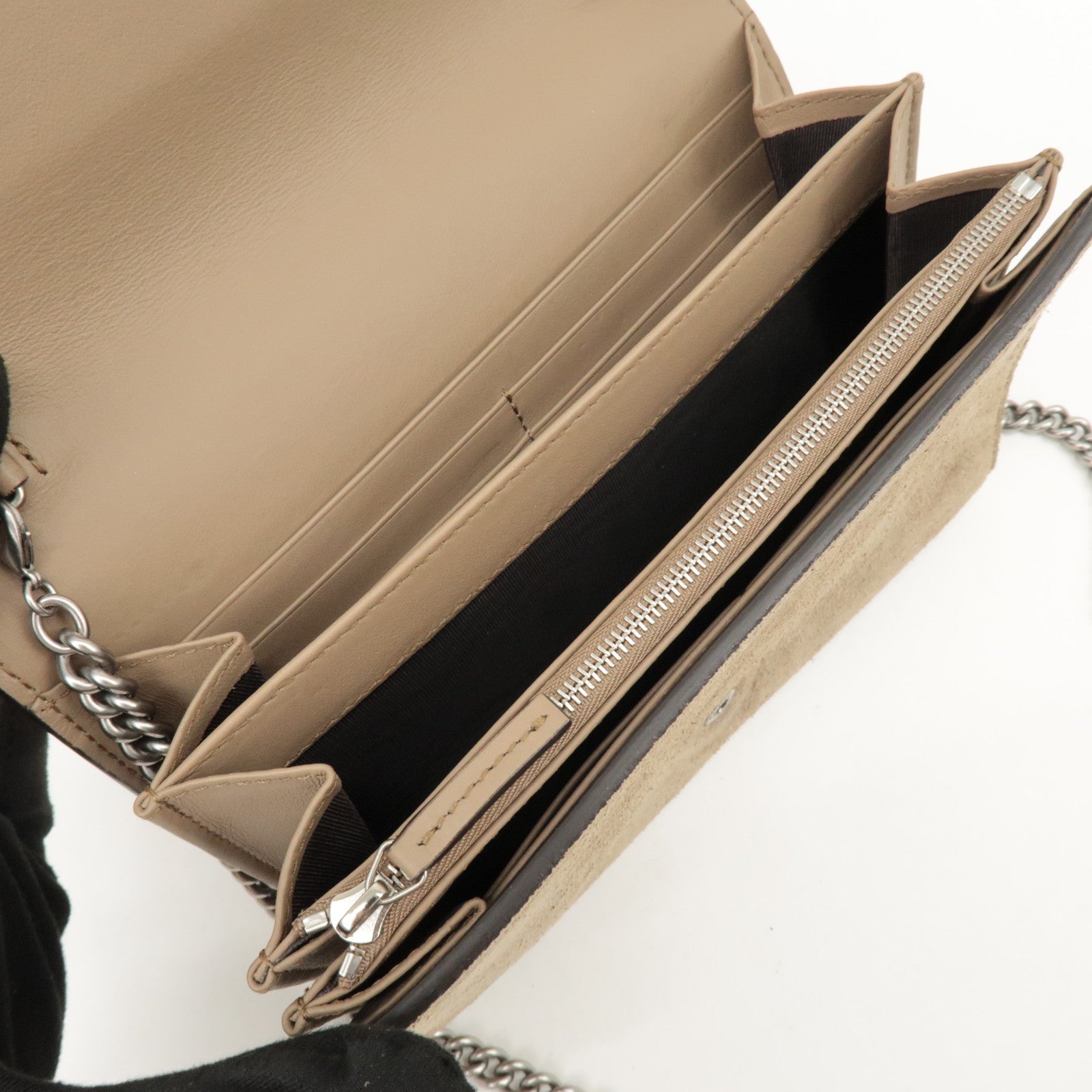 GUCCI Dionysus Suede Chain Shoulder Bag Beige Silver 401231 Used