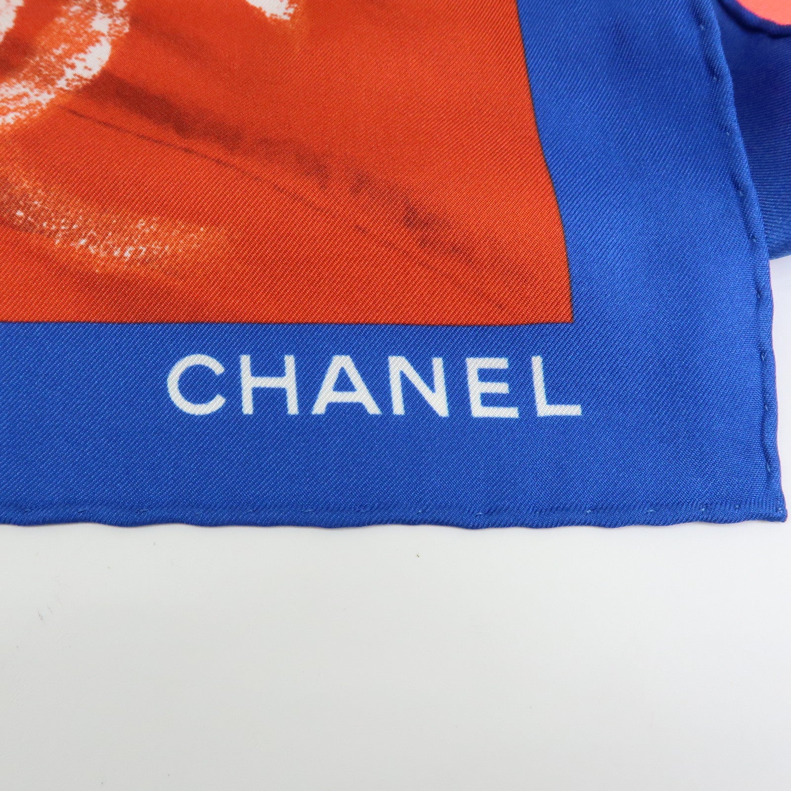 CHANEL Silk 100% Scarf Classic Car Print Blue Pink