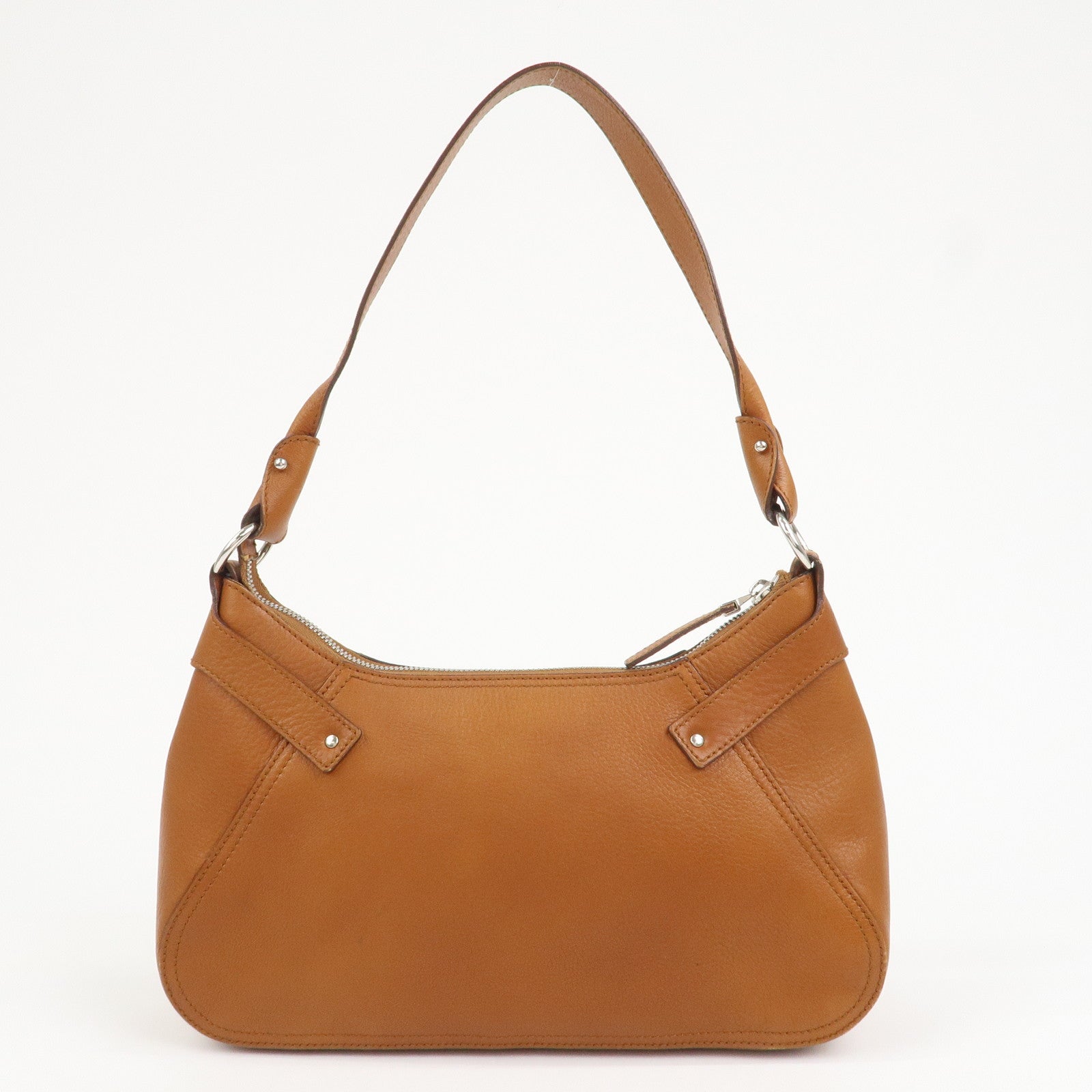 Ferragamo Gancini Leather Shoulder Bag Hand Bag Brown