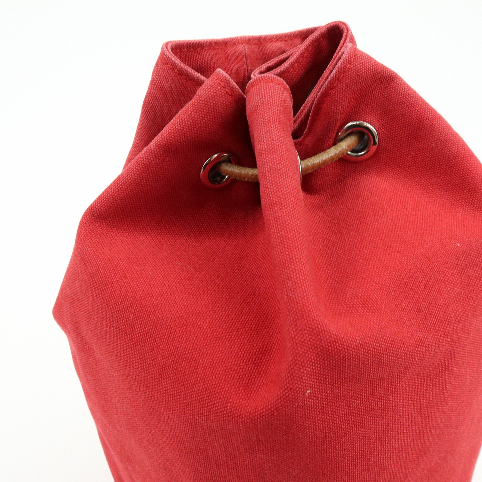 HERMES Canvas Leather Polochon Mimil PM Drawstring Shoulder Bag