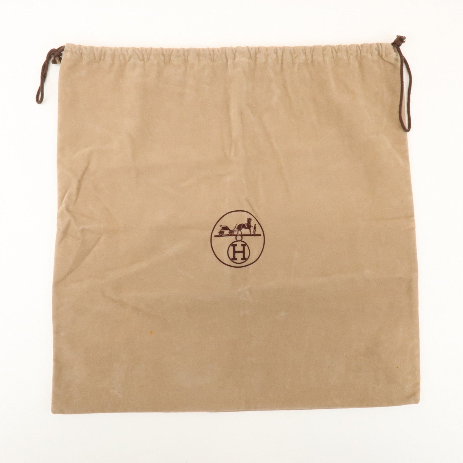 HERMES Set of 8 Drawstring Style Dust Bag Storage Bag Beige Brown