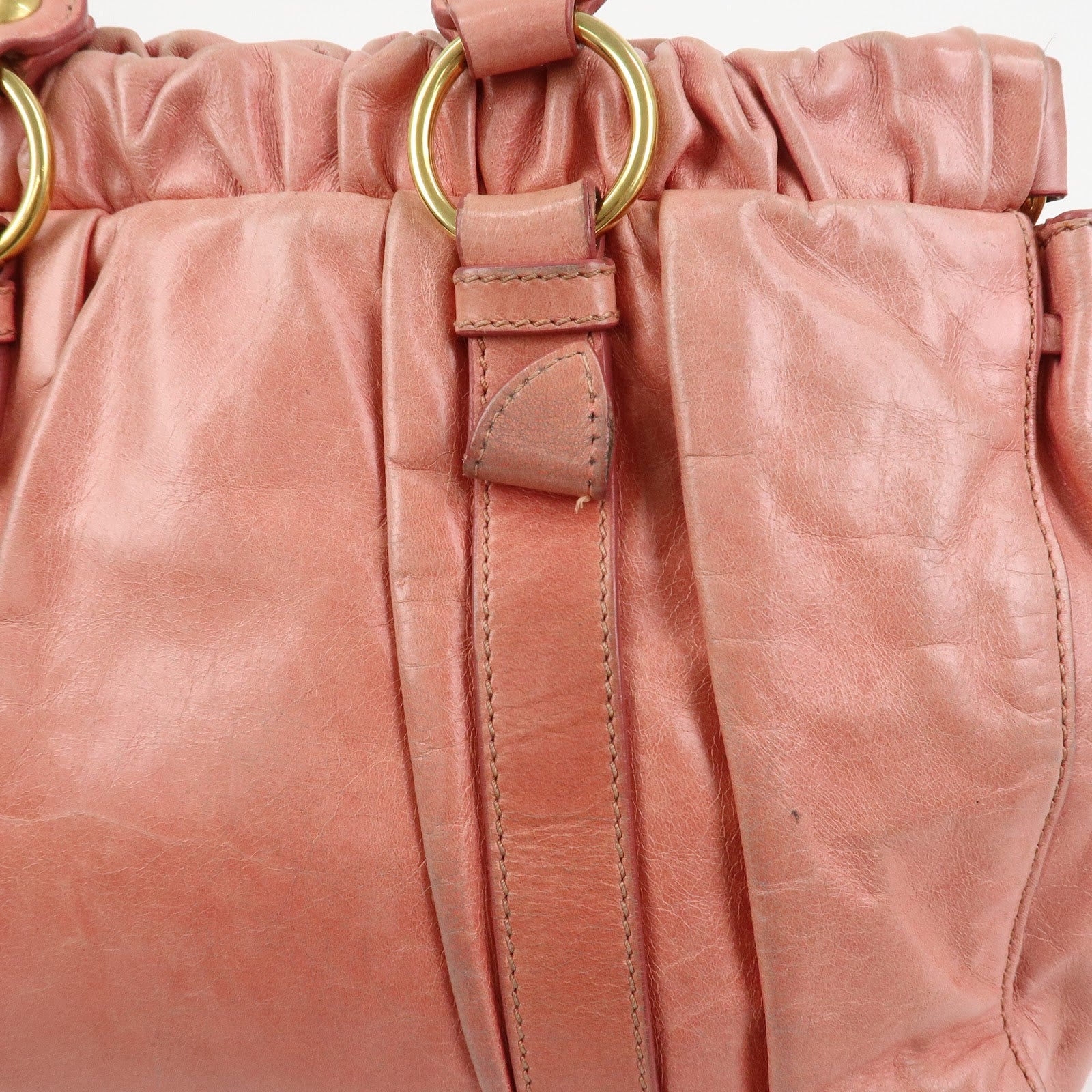 MIU MIU Logo Leather 2Way Bag Shoulder Bag Hand Bag Pink RT0383