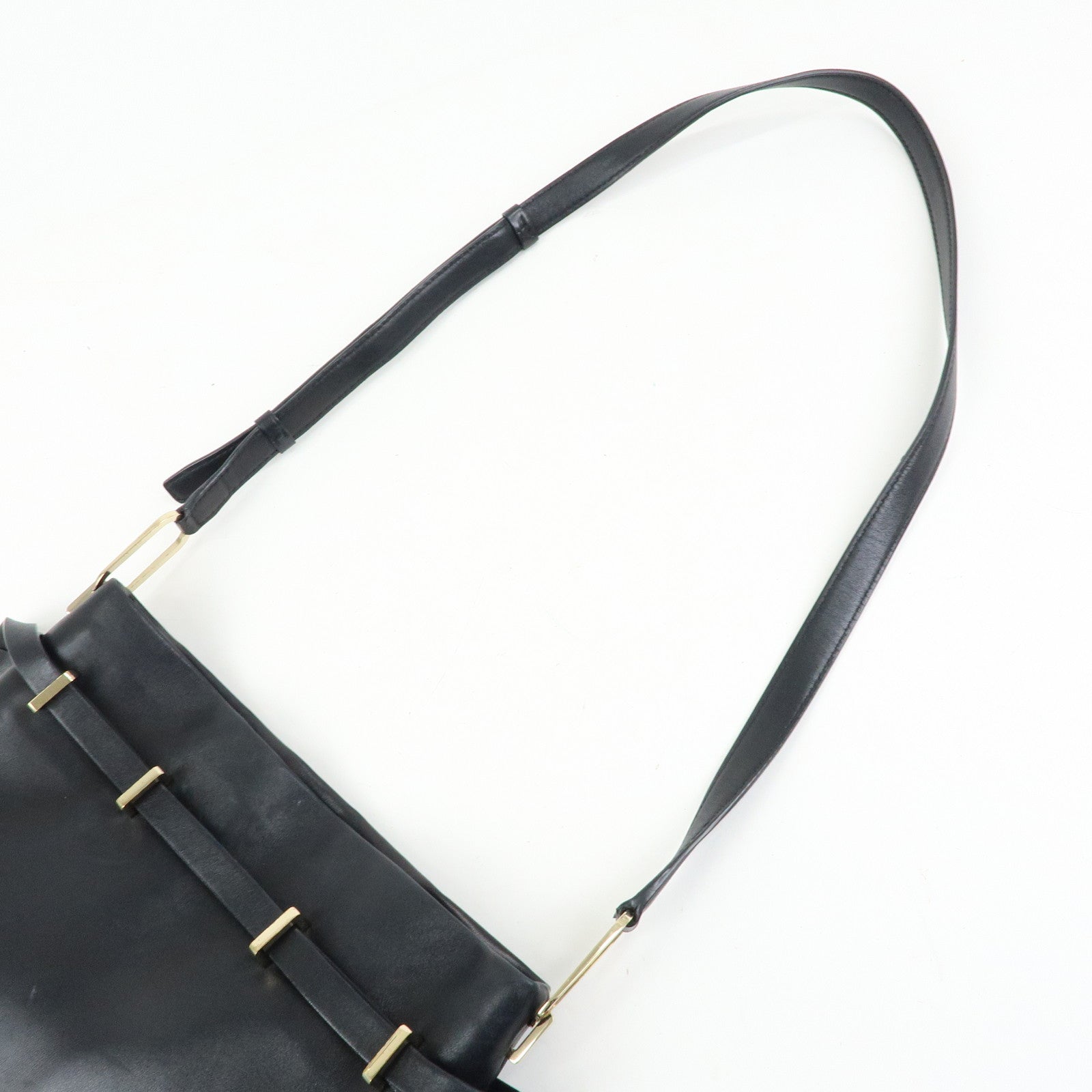 Tiffany & Co Logo Leather Shoulder Bag Crossbody Bag Black