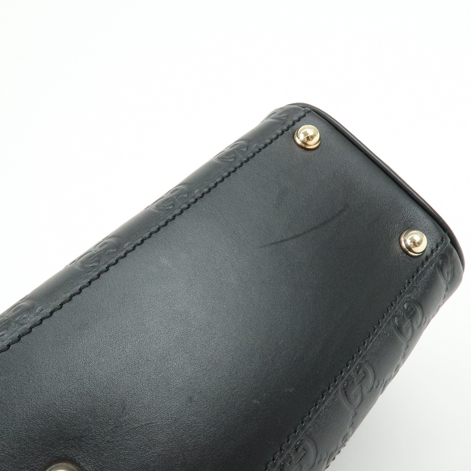 GUCCI Jackie Guccissima Leather Hand Bag Shoulder Bag Black 14819