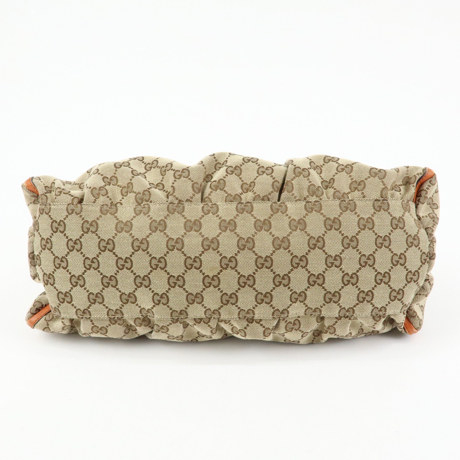 GUCCI Abbey GG Canvas Leather Shoulder Bag Beige Orange 189833