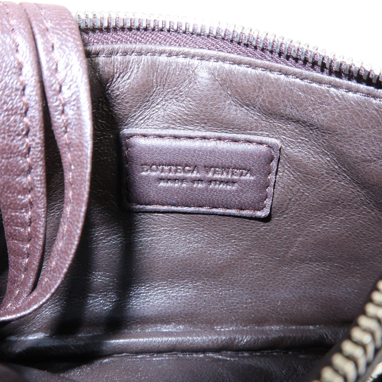 BOTTEGA VENETA Intrecciato Leather Coin Key Case Brown 131232