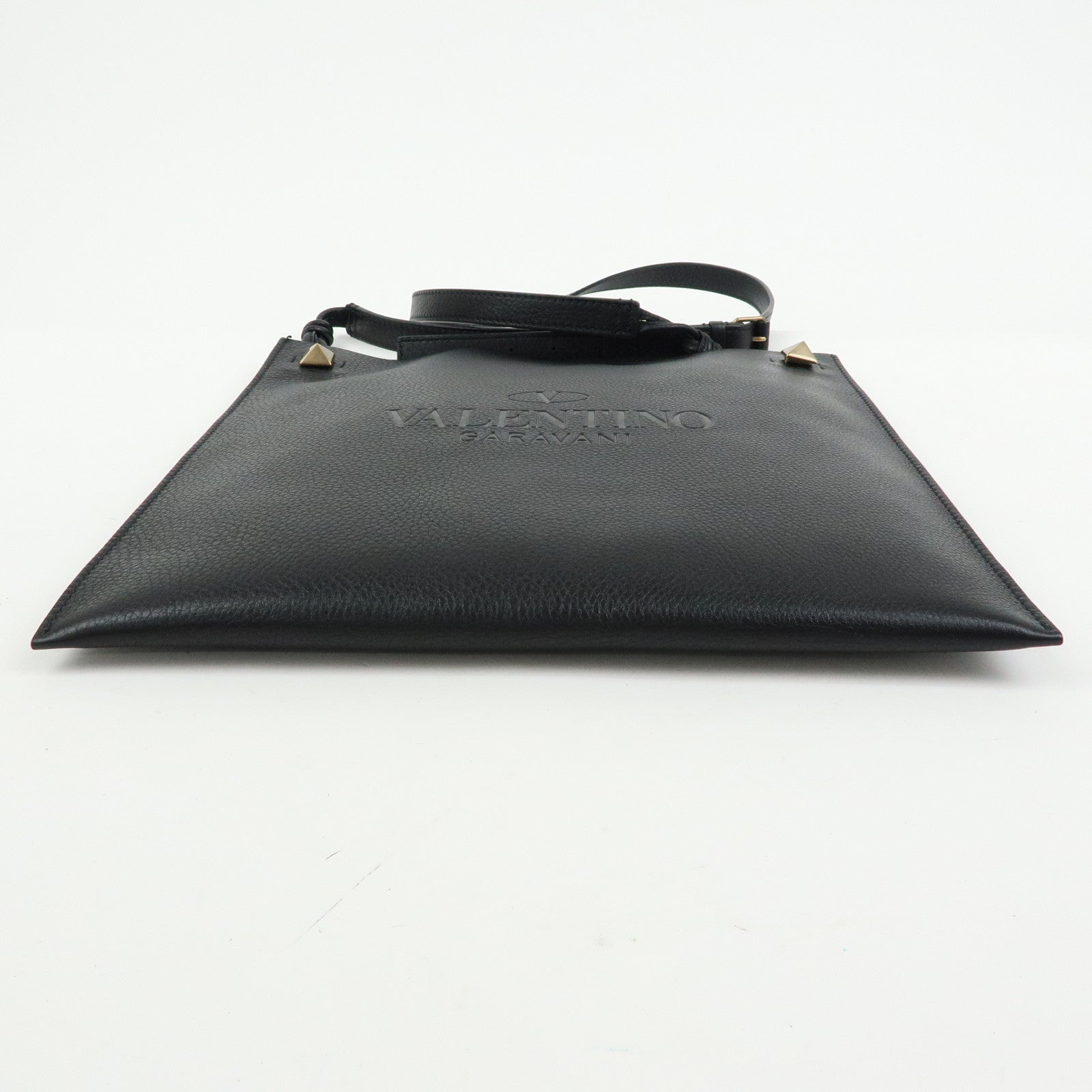 VALENTINO Studs Leather Shoulder Bag Crossbody Bag Black
