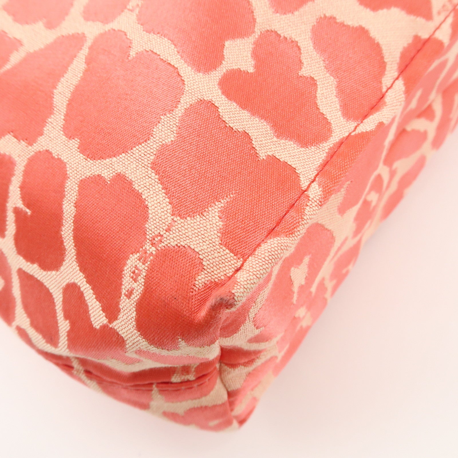 FENDI Canvas Leather Leopard Tote Bag Hand Bag Pink 8BH173