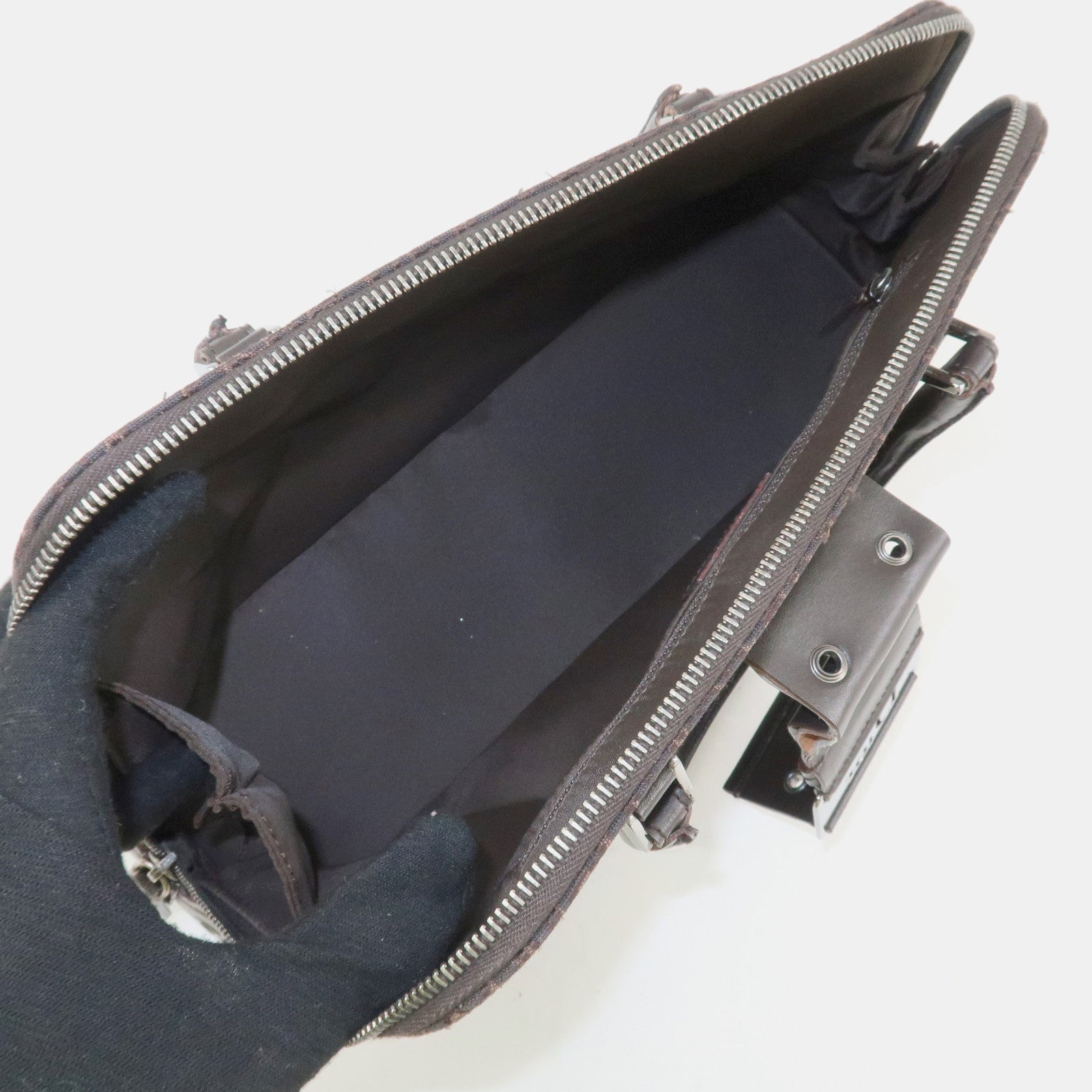 Christian Dior Street Chic Trotter Canvas Leather Hand Bag Brown Used