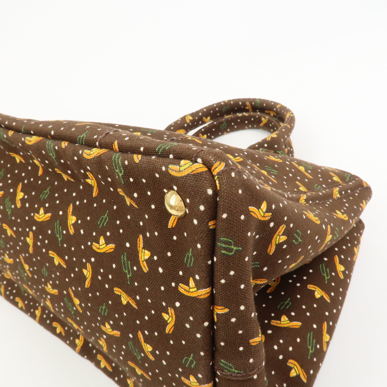 PRADA Canapa Canvas 2Way Bag Hand Bag Shoulder Bag Brown Orange