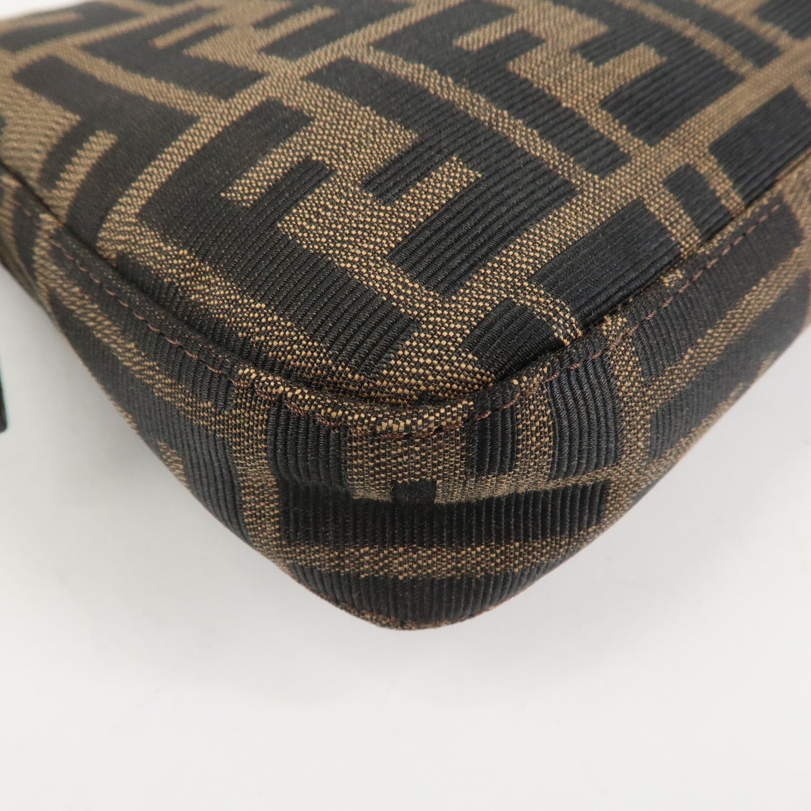 FENDI Zucca Mamma Baguette Canvas Leather Shoulder Bag Brown 26424