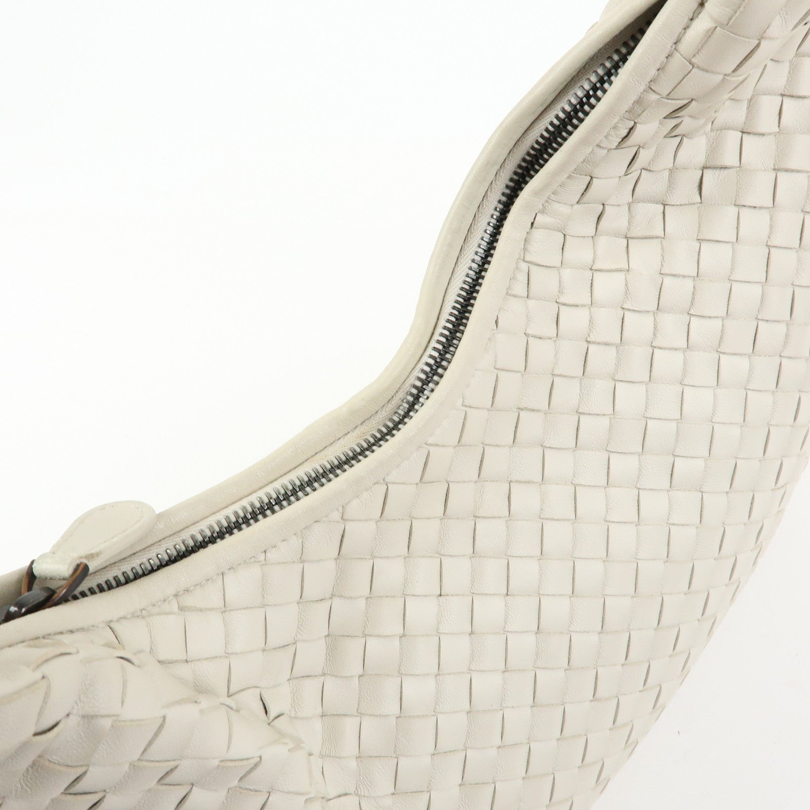 BOTTEGA VENETA Hobo Intrecciato Leather Shoulder Bag Ivory 232499