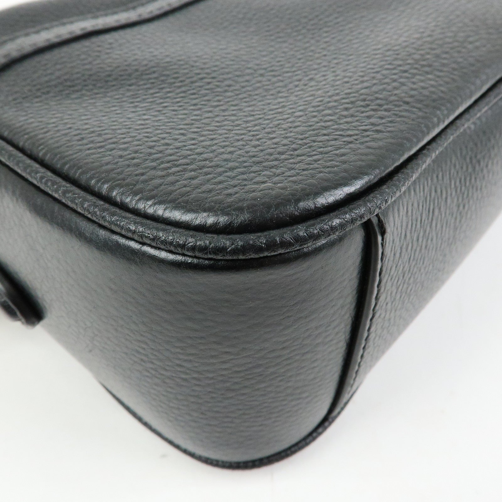 COACH Logo Leather Shoulder Crossbody Bag Black