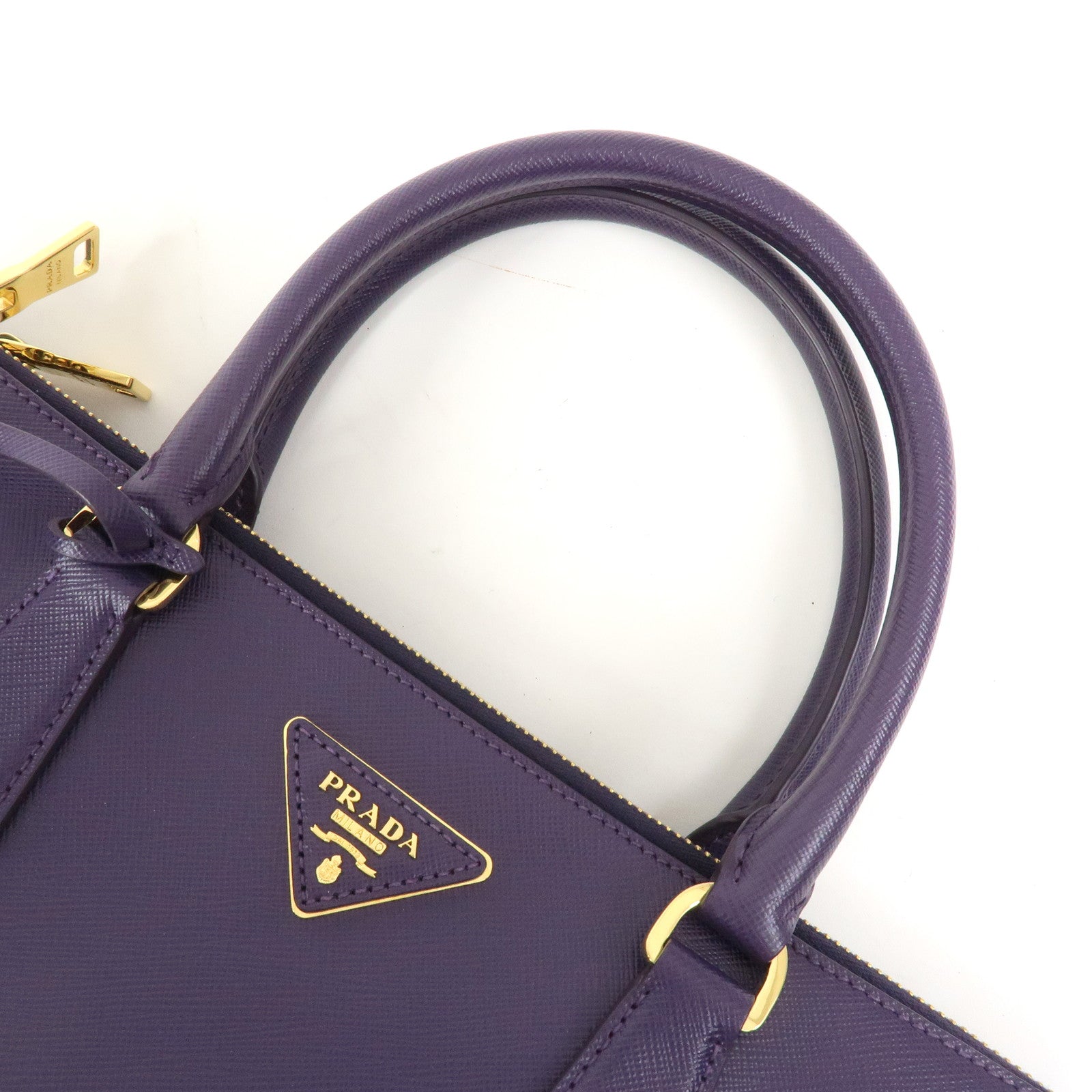 PRADA Saffiano Leather Galleria 2Way Bag Hand Bag Purple BN1786