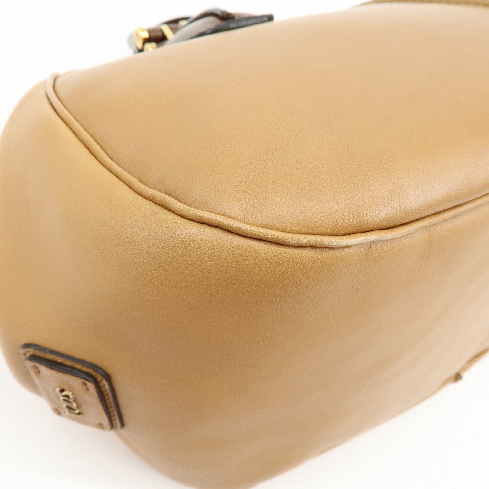 TOD'S Leather Calf Hair Bicolor Hand Bag Tote Bag Beige Brown