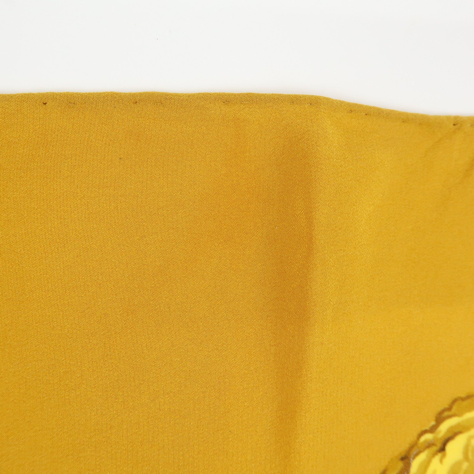 CHANEL Silk 100% Scarf Flower Motif Gold