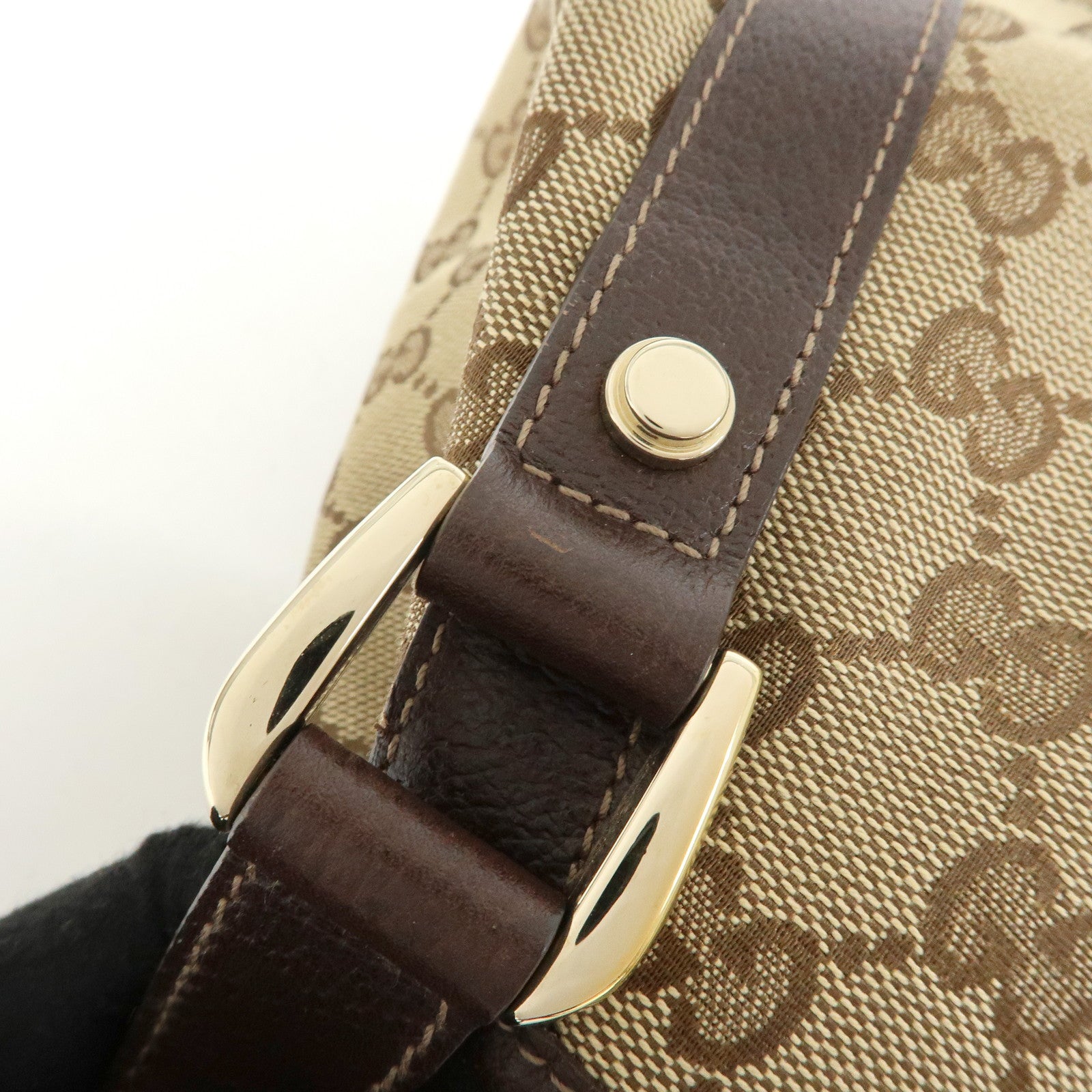 GUCCI Abbey GG Canvas Leather Tote Hand Bag Beige Brown 130736