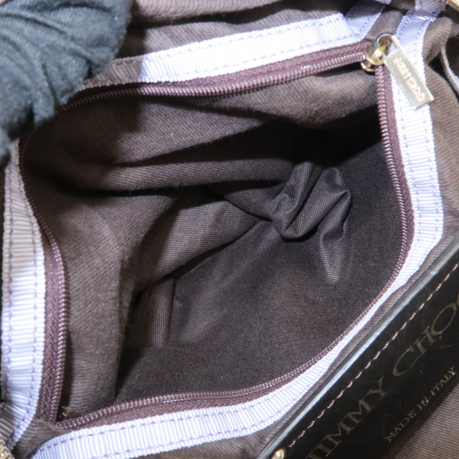 JIMMY CHOO Tulita Leather Shoulder Bag Hand Bag Metallic Brown