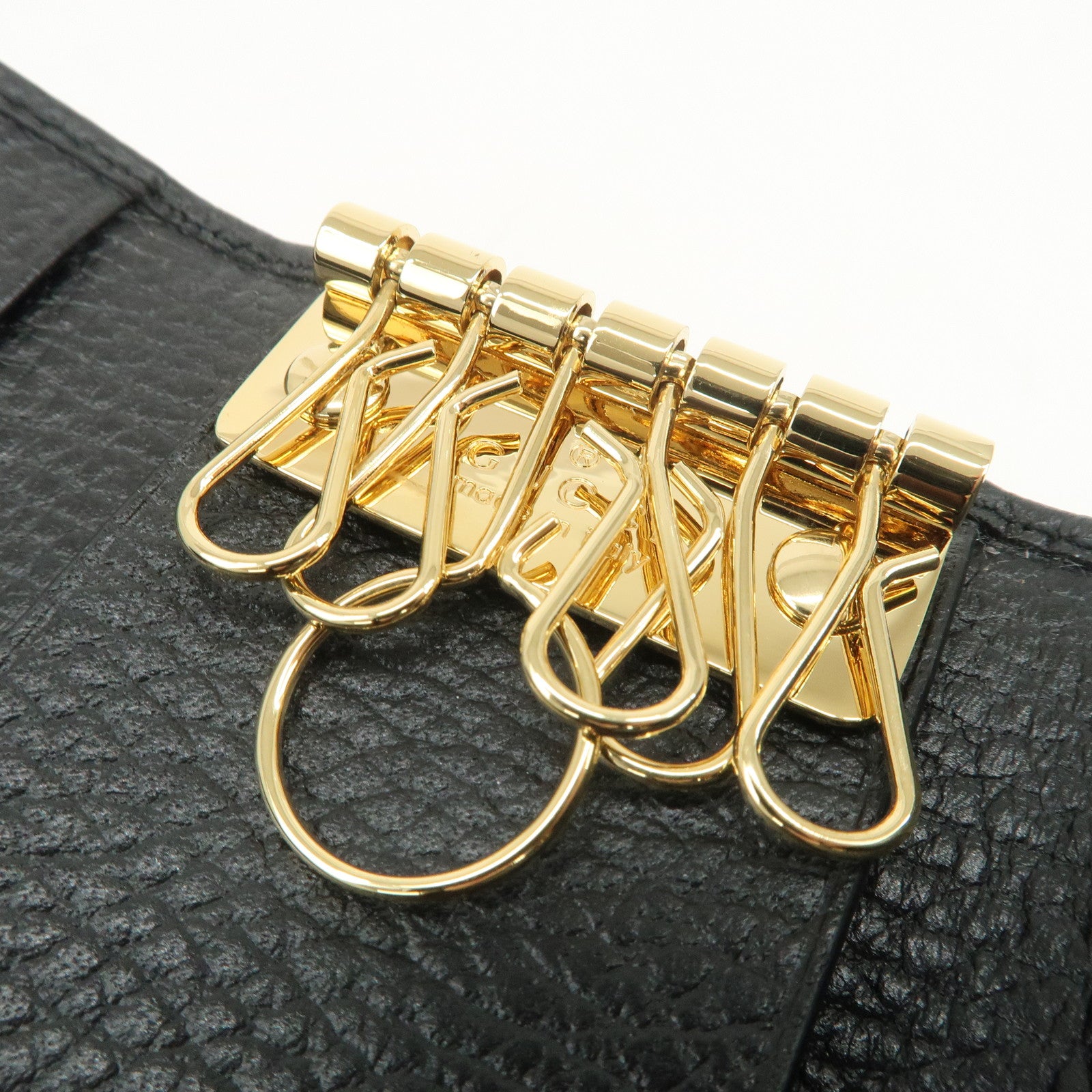 GUCCI GG Marmont Calf Leather 6 Rings Key Case Black 456118