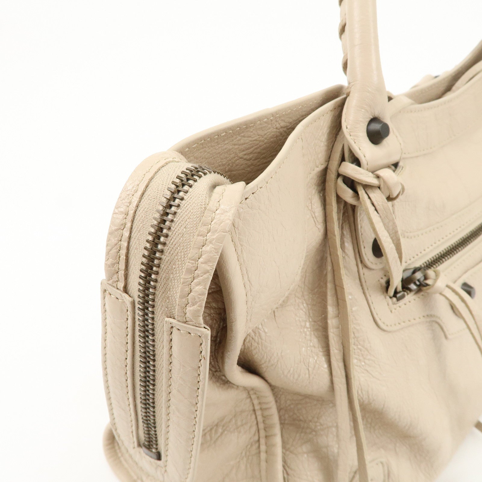 BALENCIAGA Classic City Leather 2Way Bag Shoulder Bag Beige 505550 Used