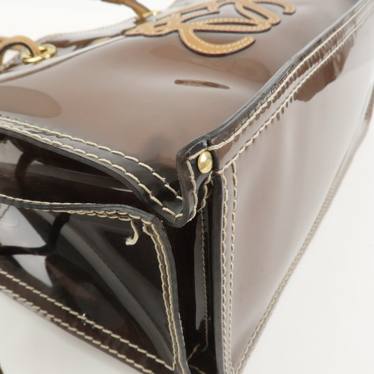 LOEWE Anagram PVC Leather Tote Bag Shoulder Bag Brown