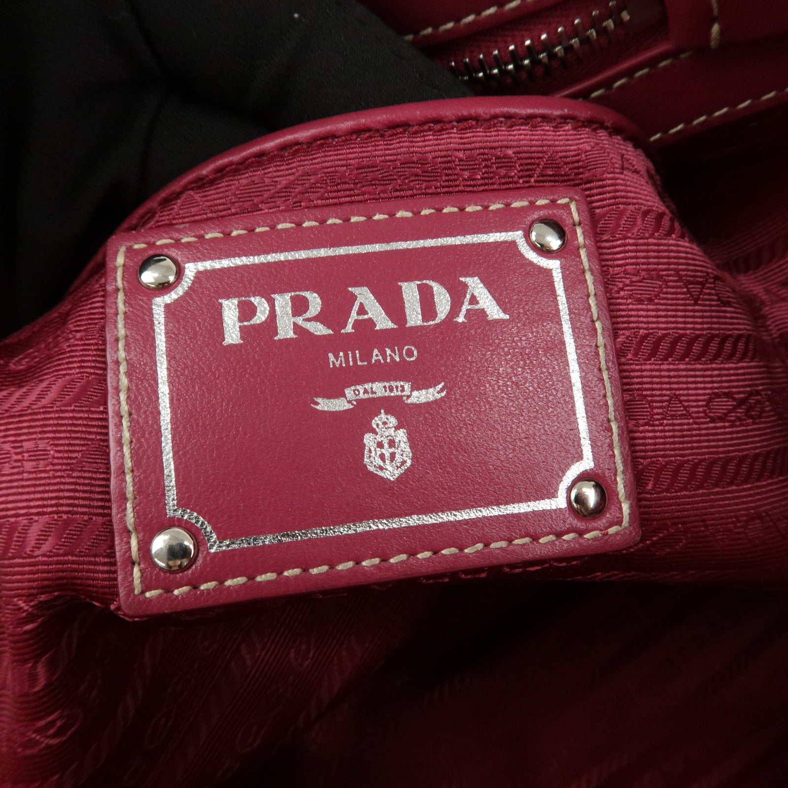 PRADA Logo Nylon Leather 2Way Bag Tote Bag Shoulder Bag Pink BN1841