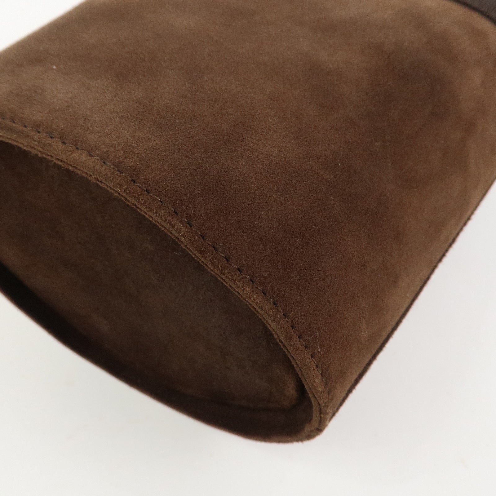 Ferragamo Vara Ribbon Suede Leather Hand Bag Brown Gold