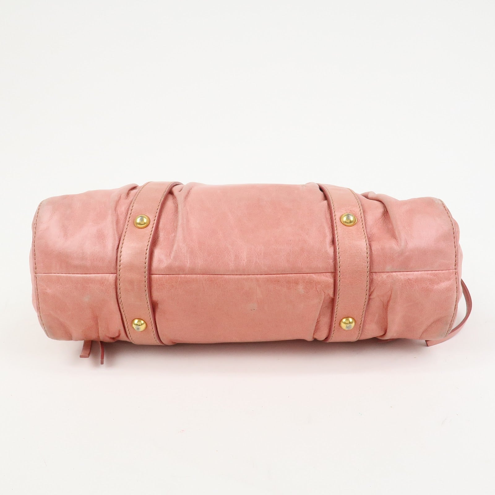 MIU MIU Logo Leather 2Way Bag Shoulder Bag Hand Bag Pink RT0383