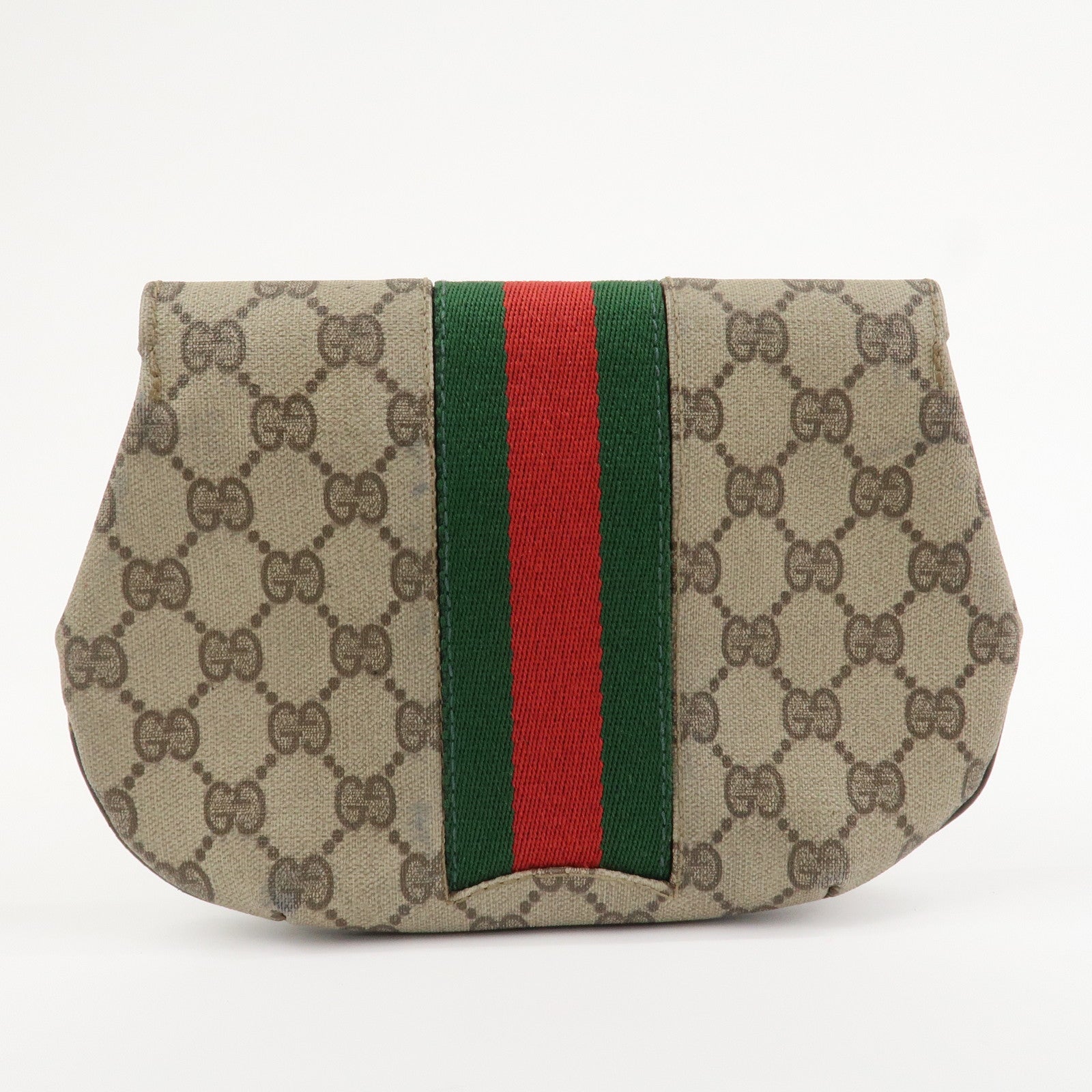 GUCCI Old Gucci GG Supreme Cosmetic Pouch Clutch Bag Beige