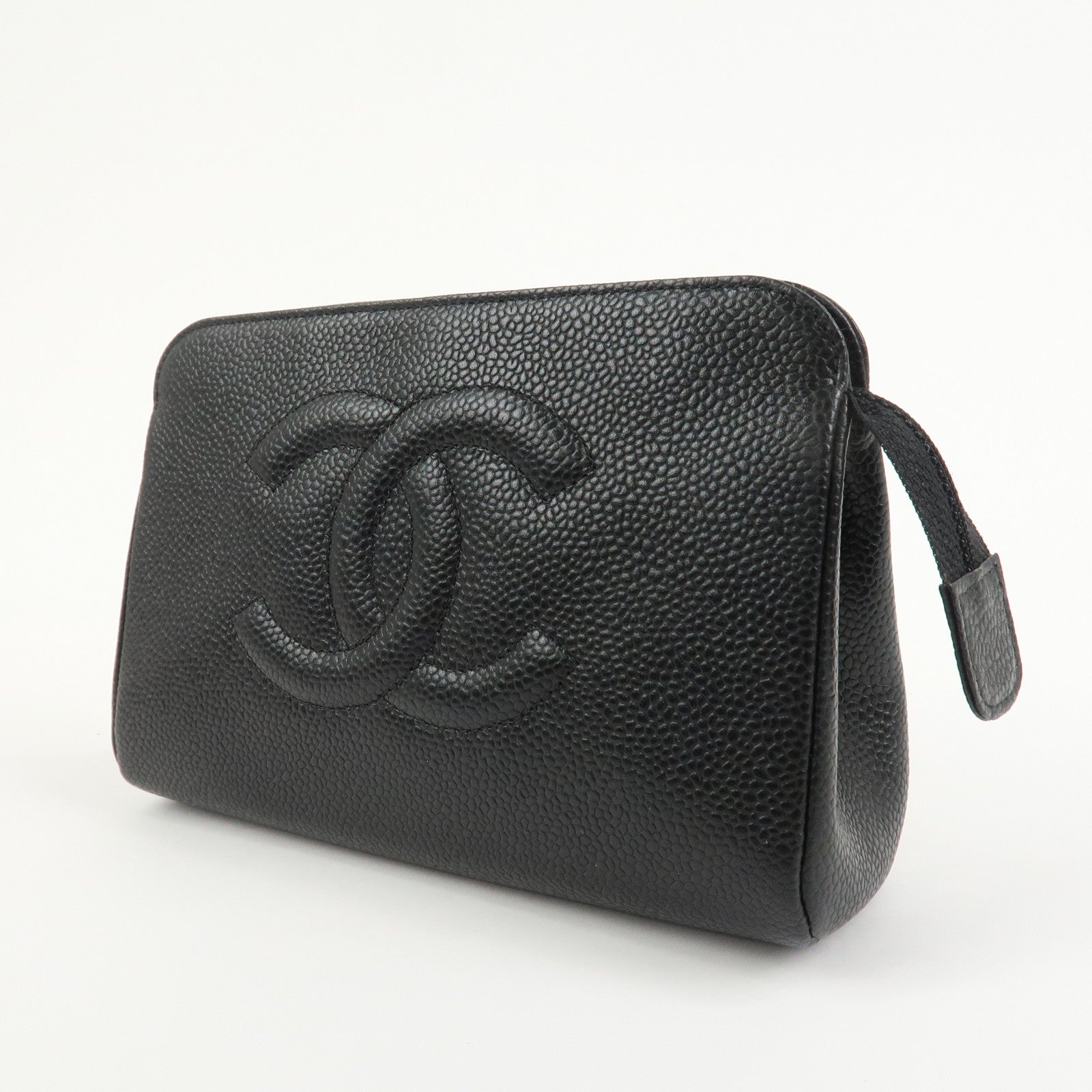 CHANEL COCO Mark Caviarskin Cosmetic Pouch Black