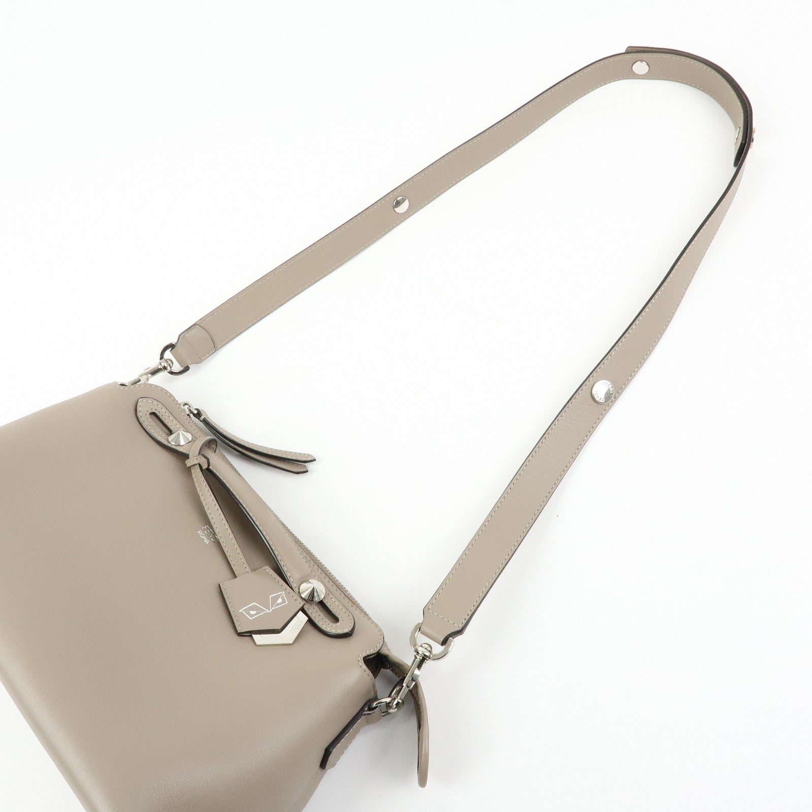 FENDI Bay The Way Leather 2Way Bag Shoulder Bag Greige 8BL124