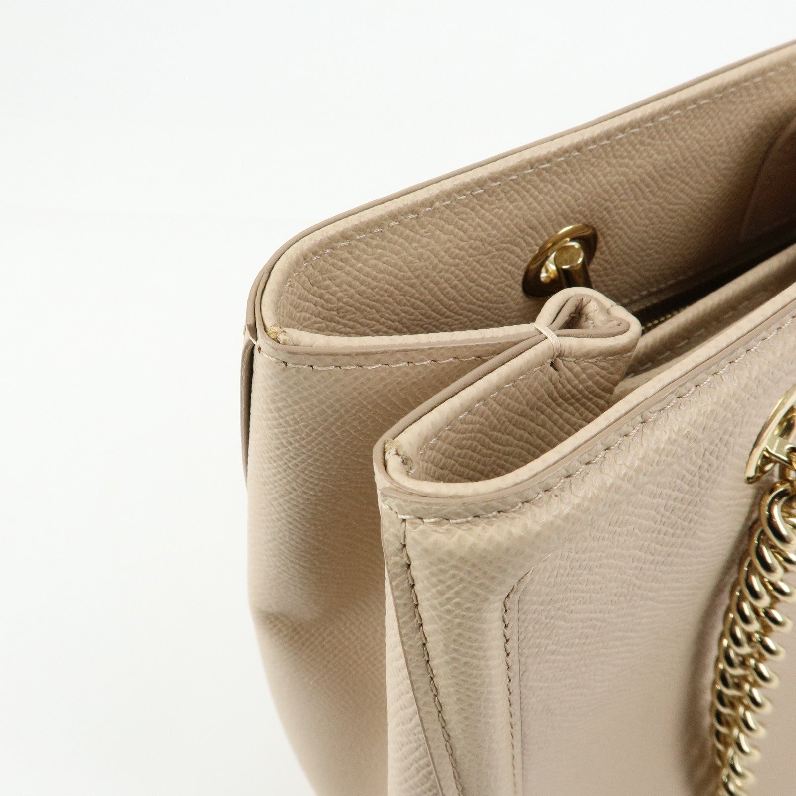 Ferragamo Vara Ribbon Leather Tote Bag Hand Bag Pink Beige