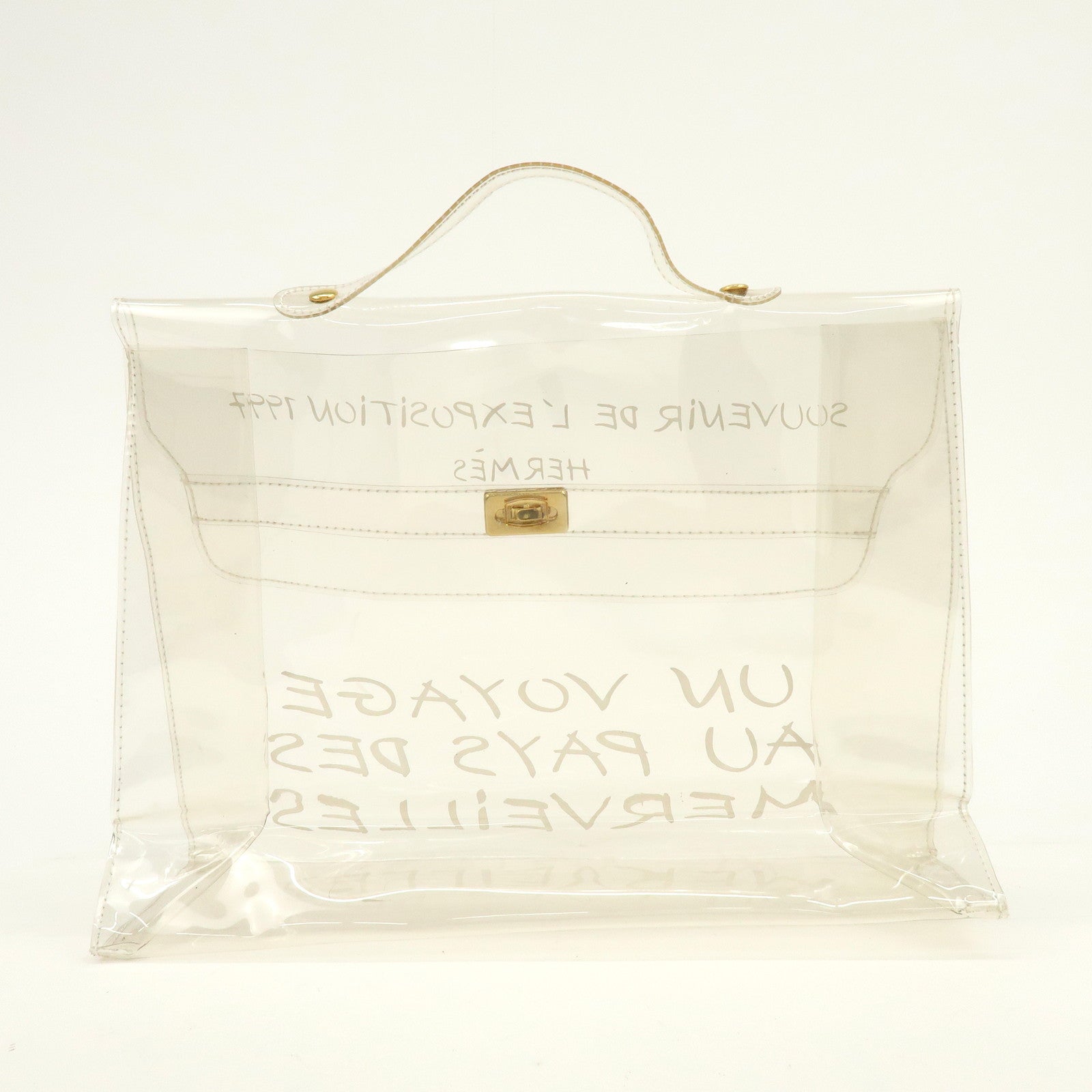HERMES Vinyl Kelly Hand Bag Clear