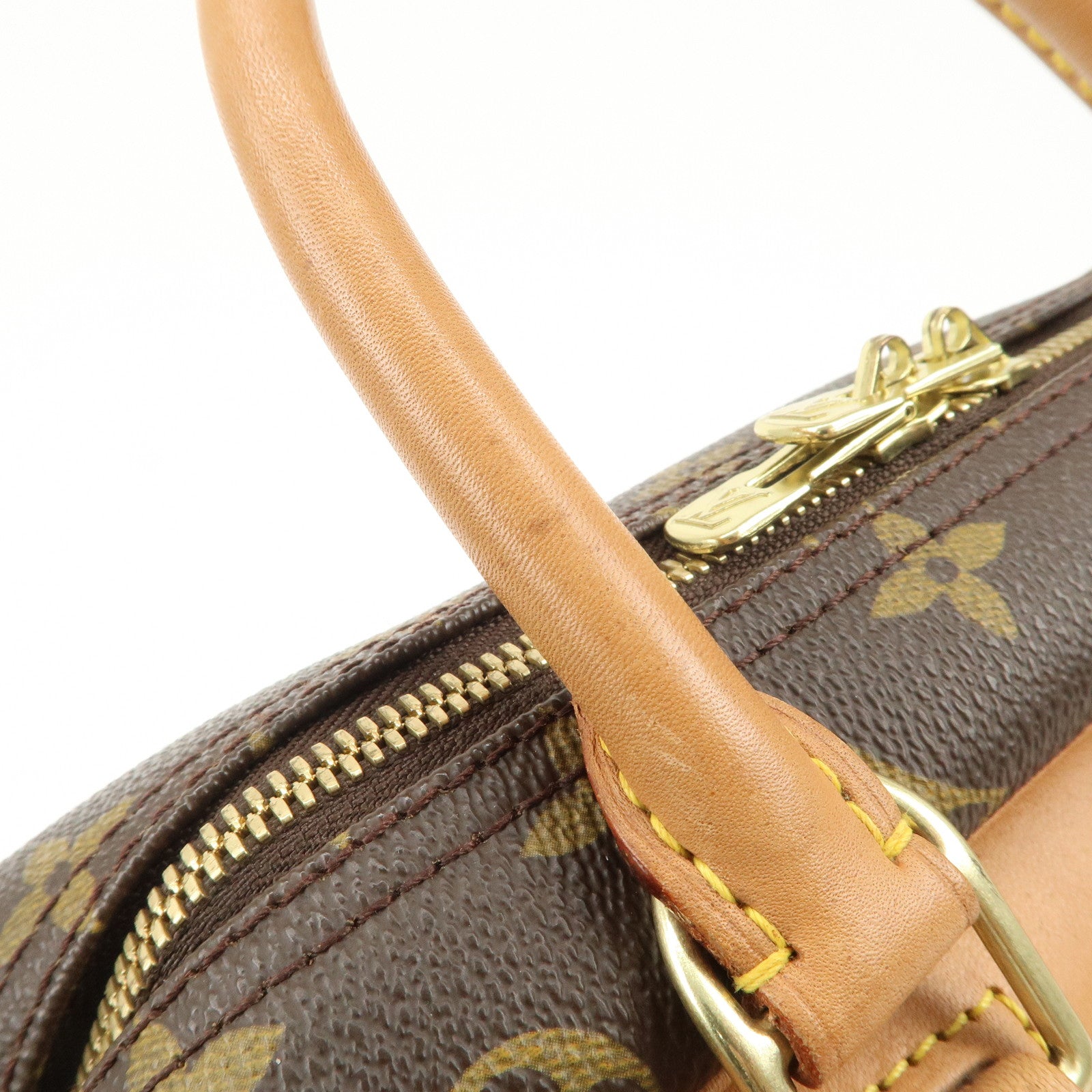 Louis Vuitton Monogram Deauville Hand Bag Brown M47270 Used