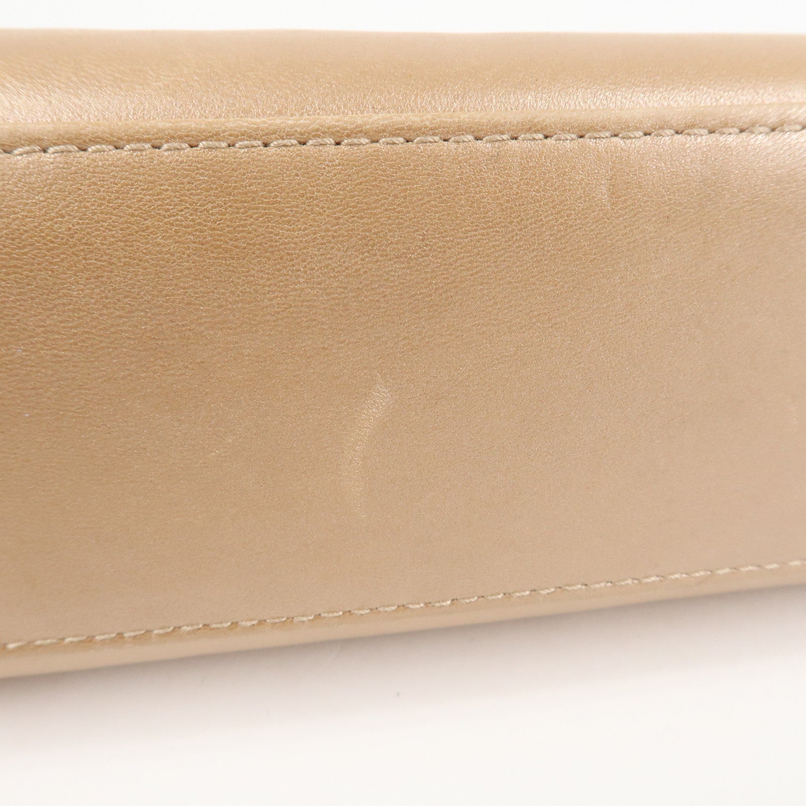 CHANEL Chocolate Bar Leather Chain Shoulder Bag Pink Gold Used