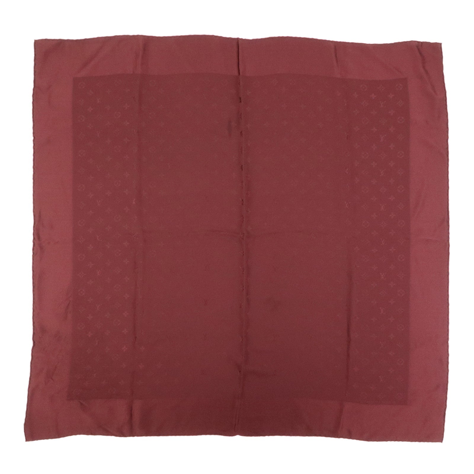 Louis Vuitton Monogram Silk 100% Scarf Shawl Bordeaux