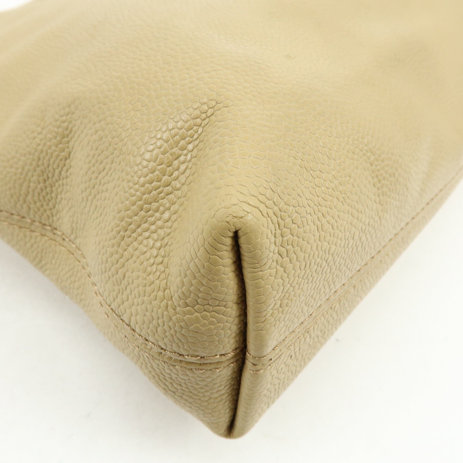 CHANEL Caviarskin Tote Bag Shoulder Bag Beige