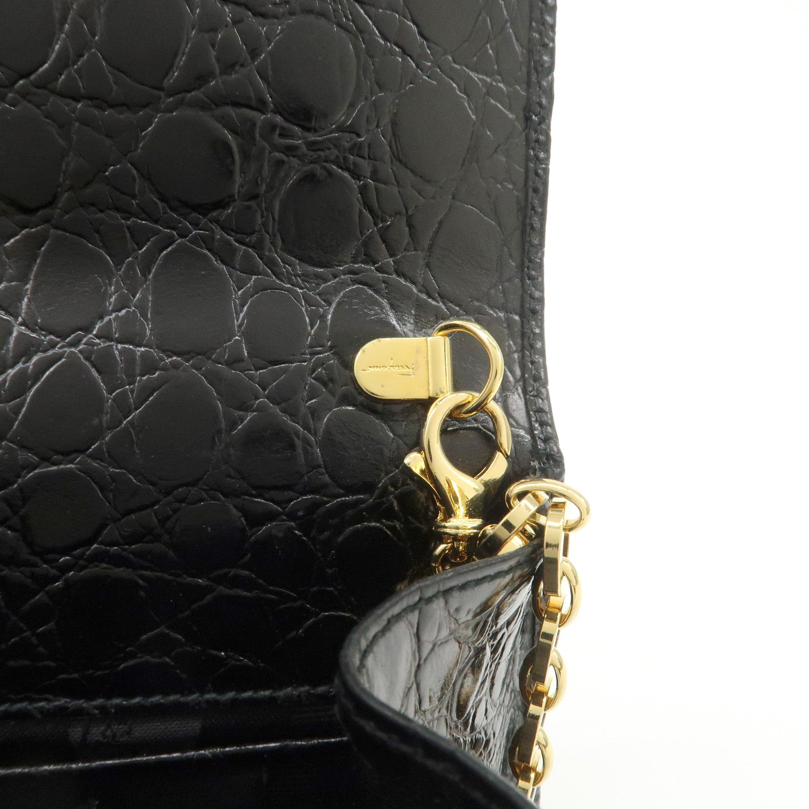 Ferragamo Vara Ribbon Leather Chain Shoulder Bag Black AQ213202