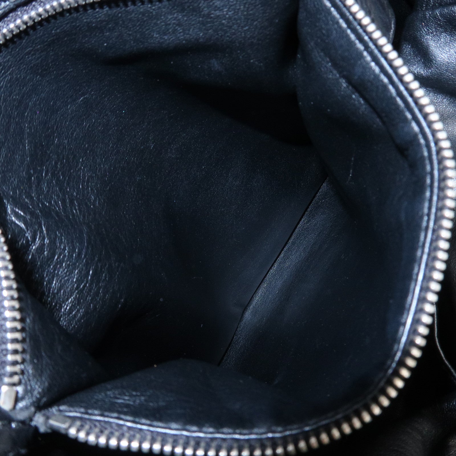 Christian Dior Woven Leather Logo Charm Chain Tote Bag Black