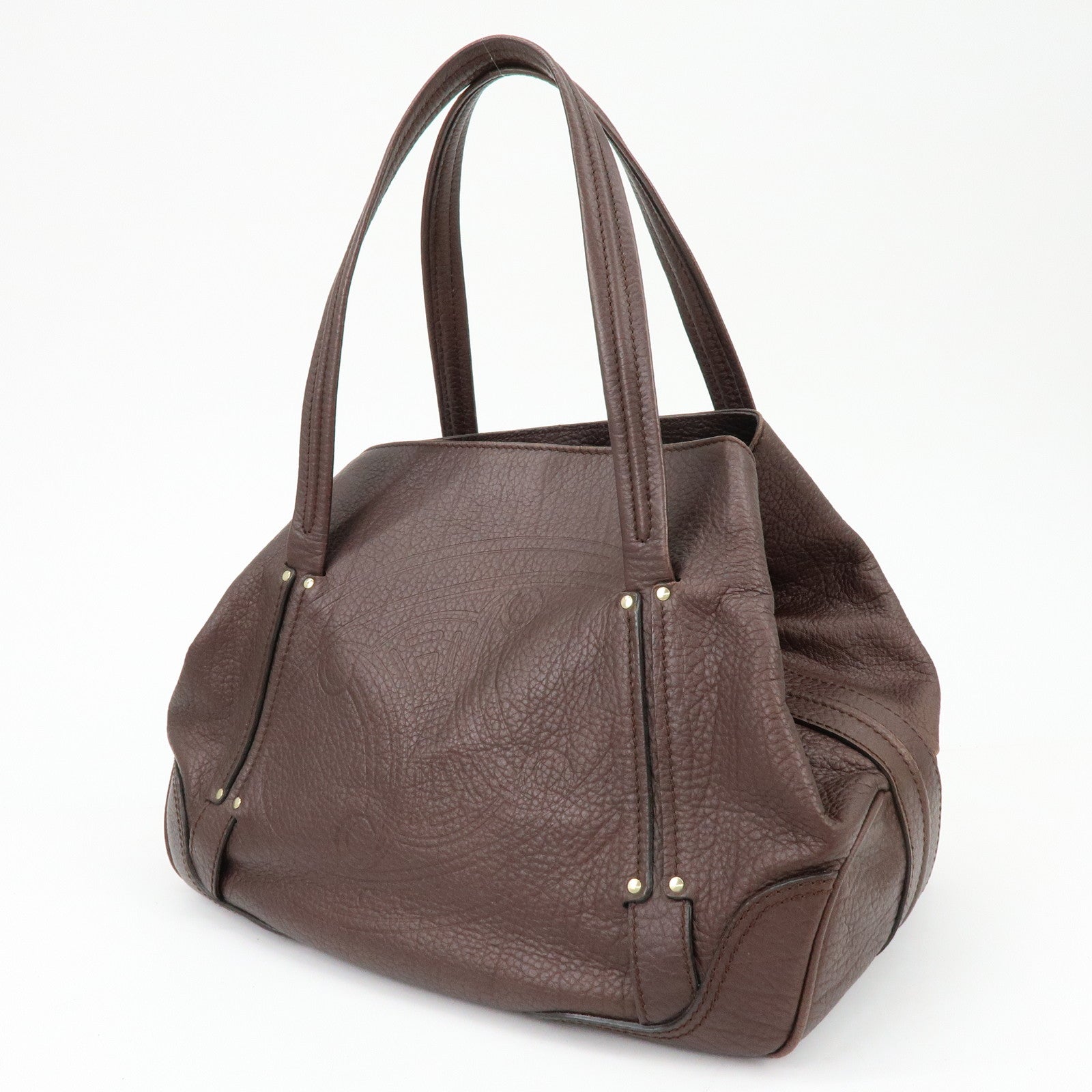 CELINE Triomphe Leather Tote Bag Hand Bag Shoulder Bag Brown