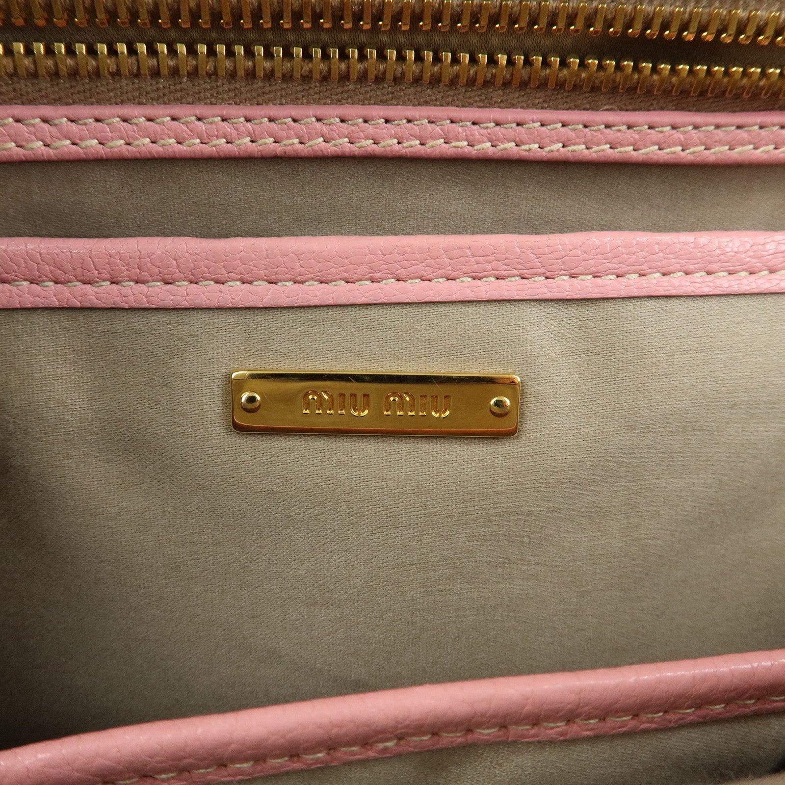 MIU MIU Logo Leather 2Way Bag Hand Bag Pink