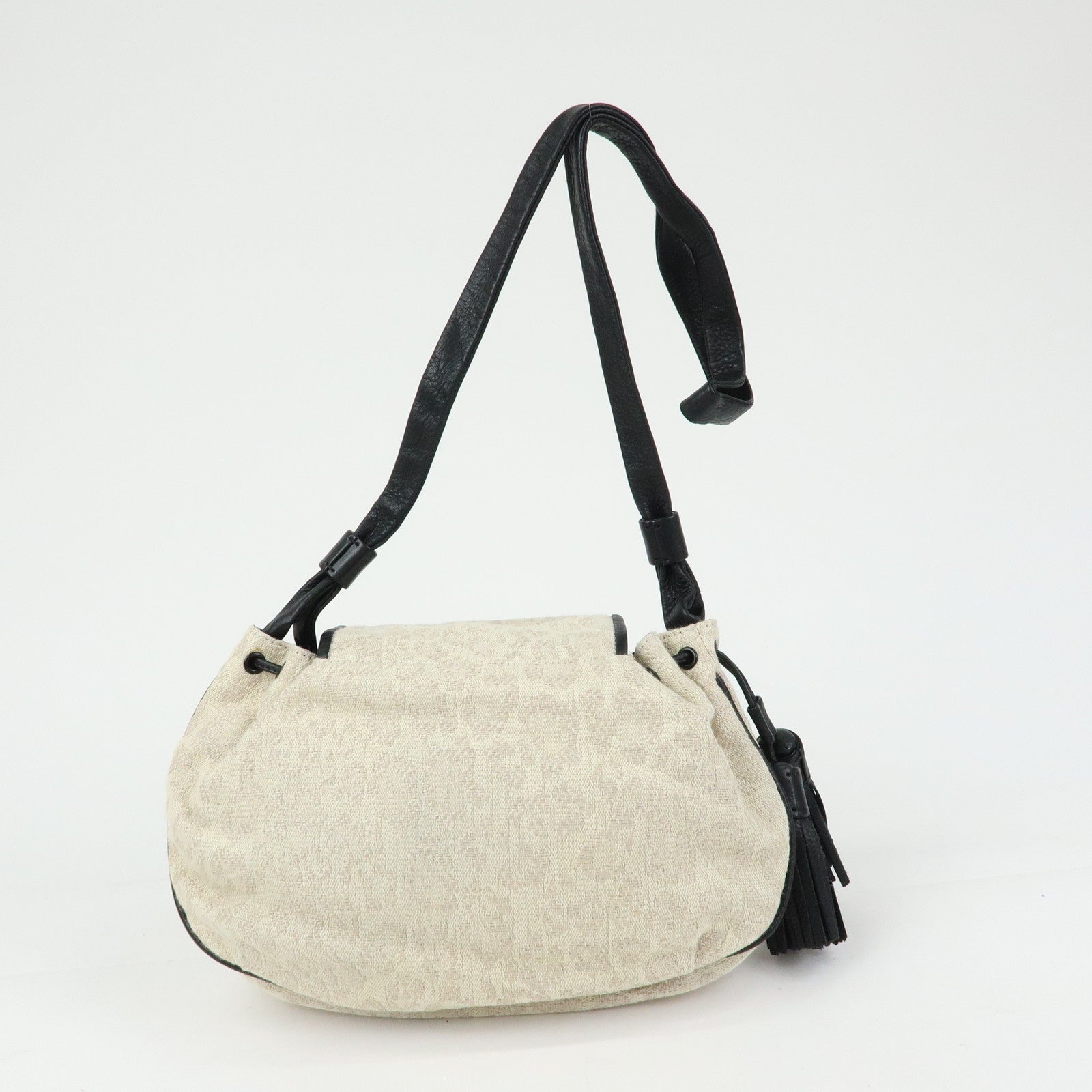 Chloe See By Chloe Canvas Leather Shoulder Bag Ivory Black
