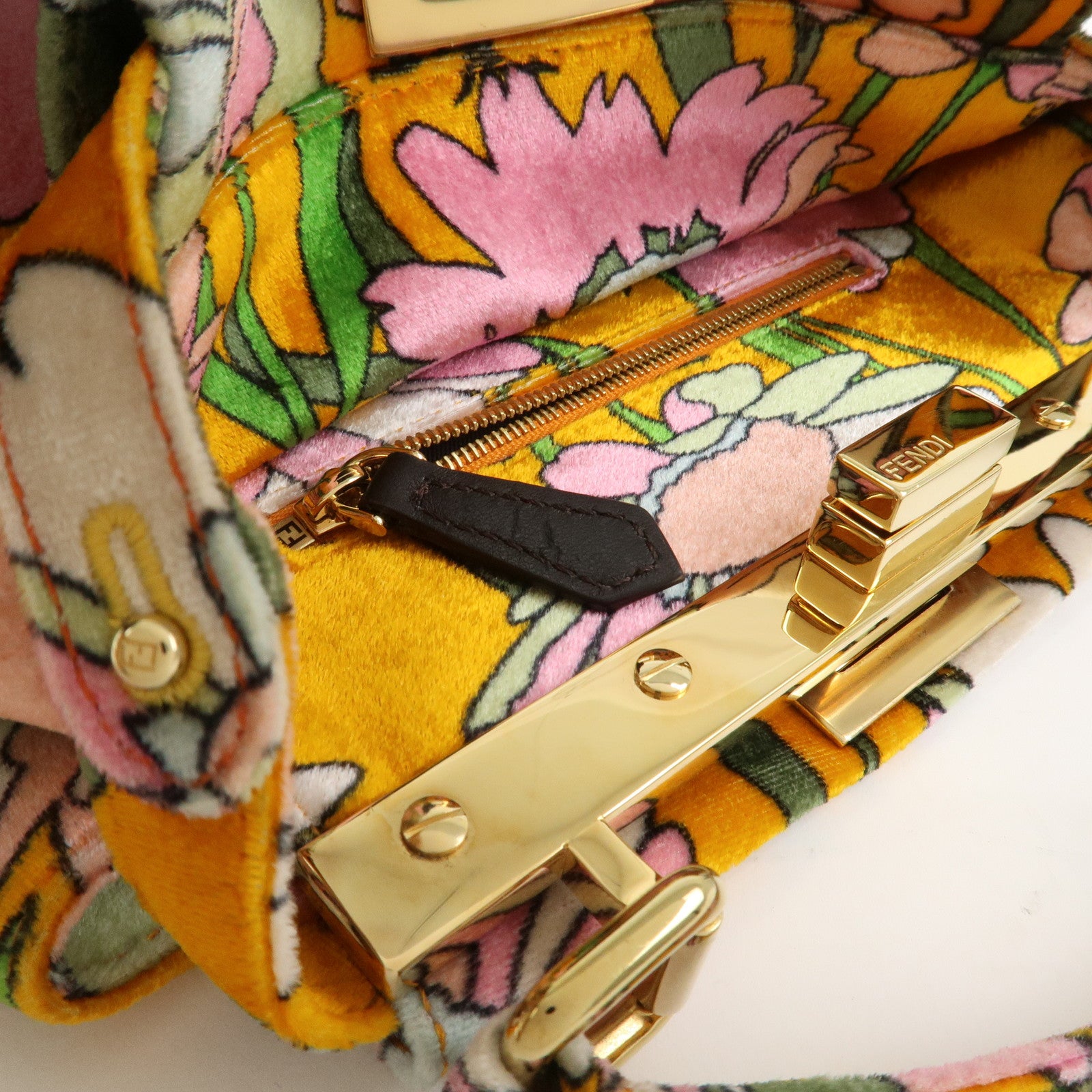 FENDI Peekaboo Small Velour 2Way Shoulder Bag Hand Bag BN244