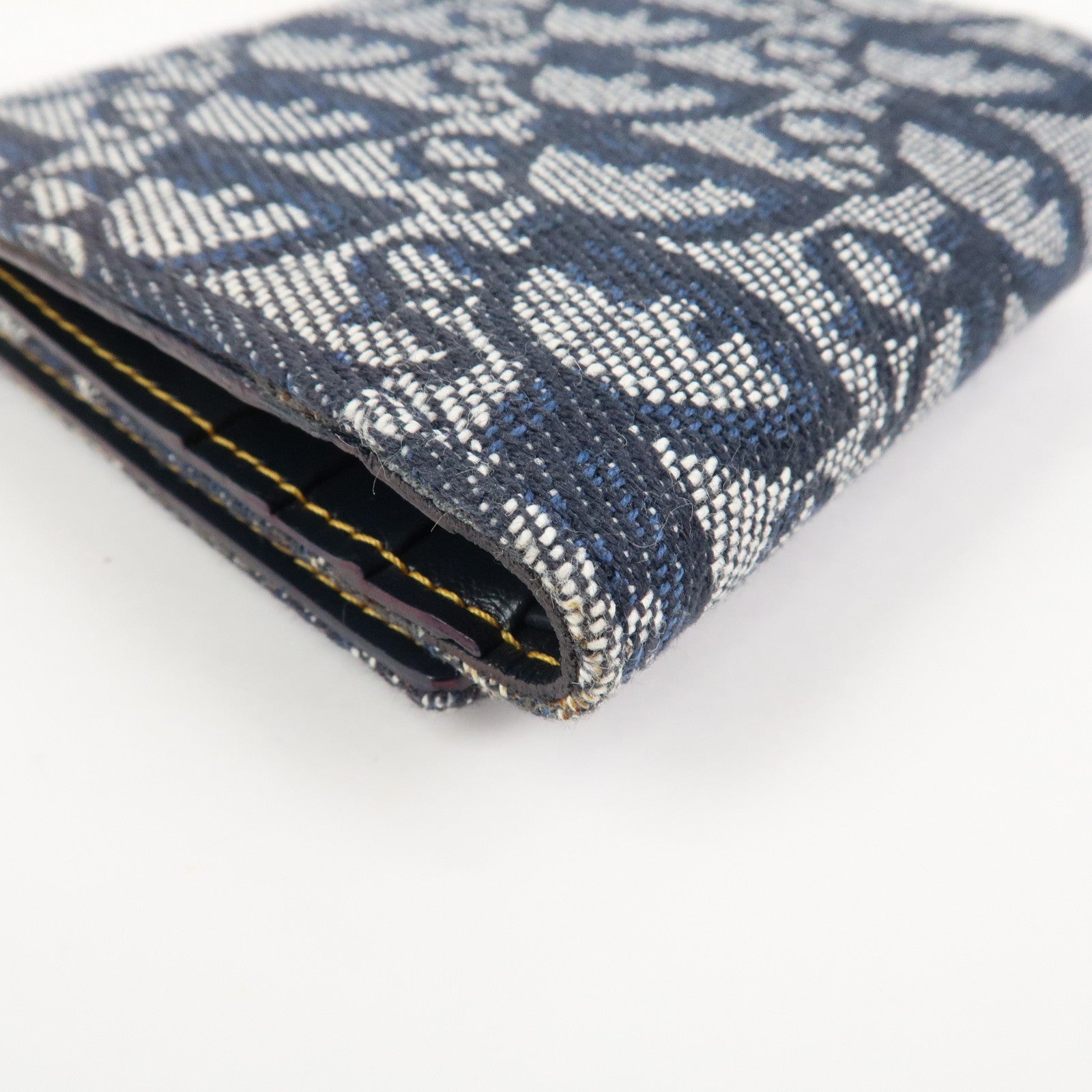 Christian Dior Trotter Canvas Leather Tri-fold Wallet Navy