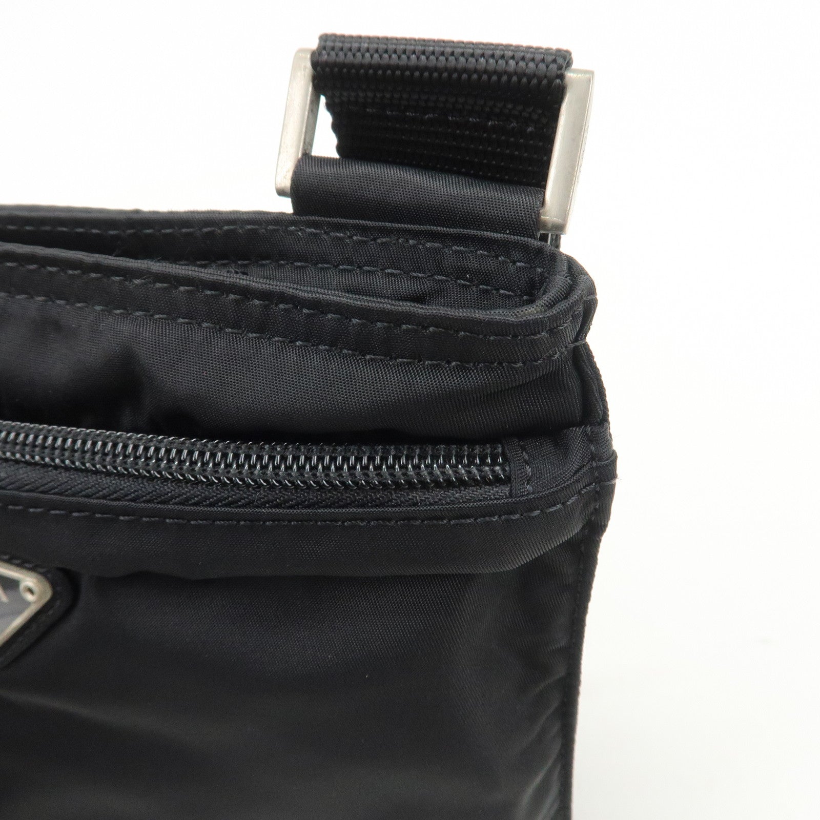 PRADA Triangle Logo Nylon Shoulder Bag Crossbody Bag Black B7372