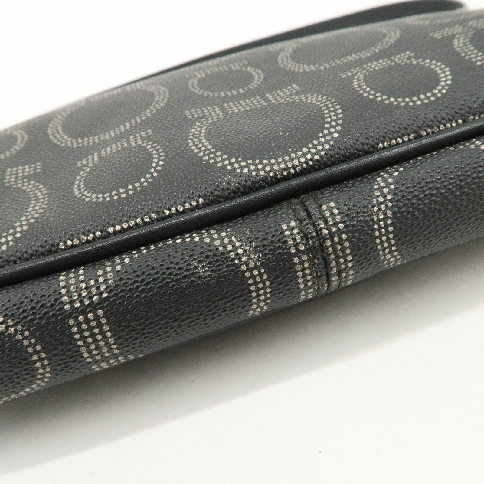 Ferragamo Gancini PVC Accessary Pouch Hand Bag Black