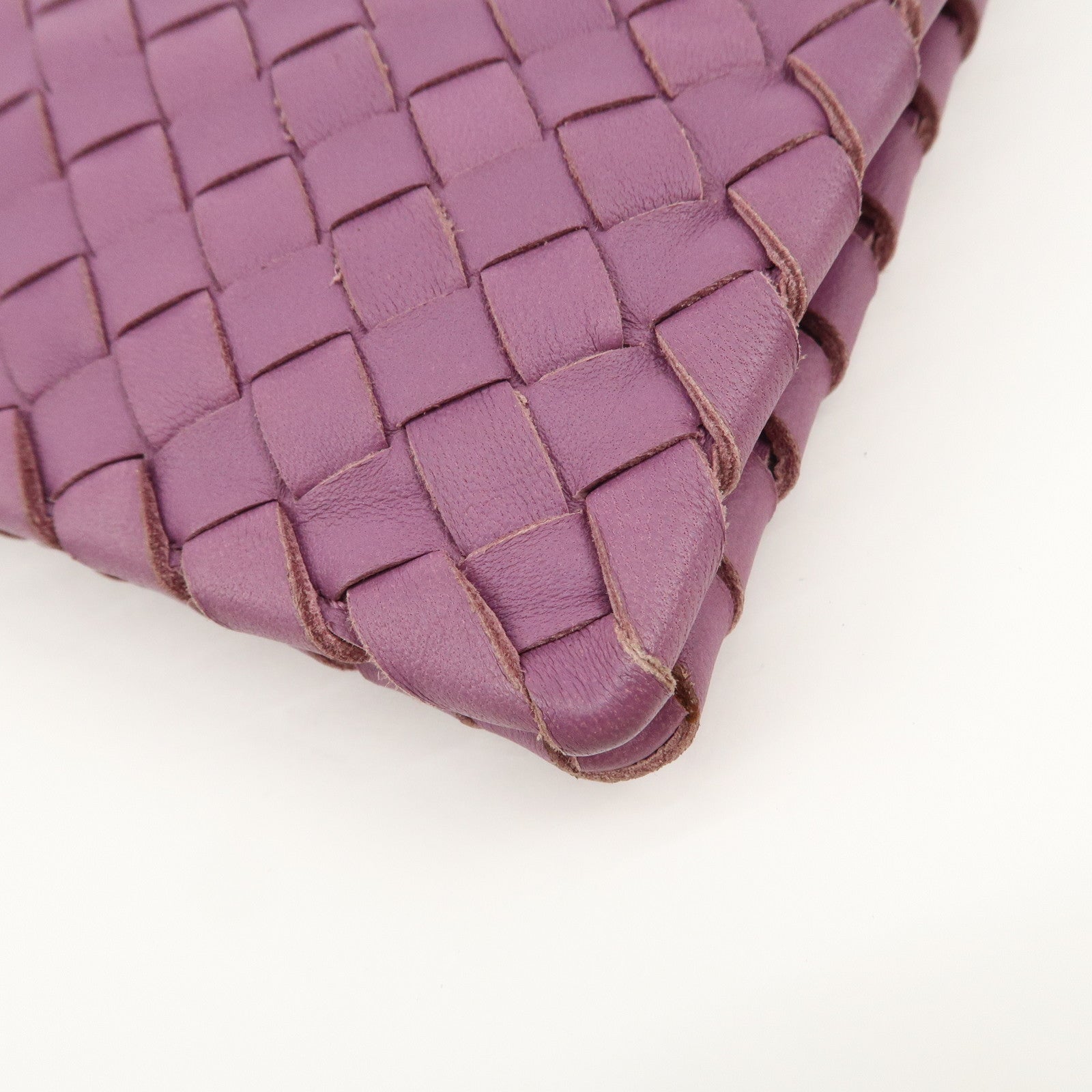 BOTTEGA VENETA Intrecciato Leather Clutch Bag Purple Used